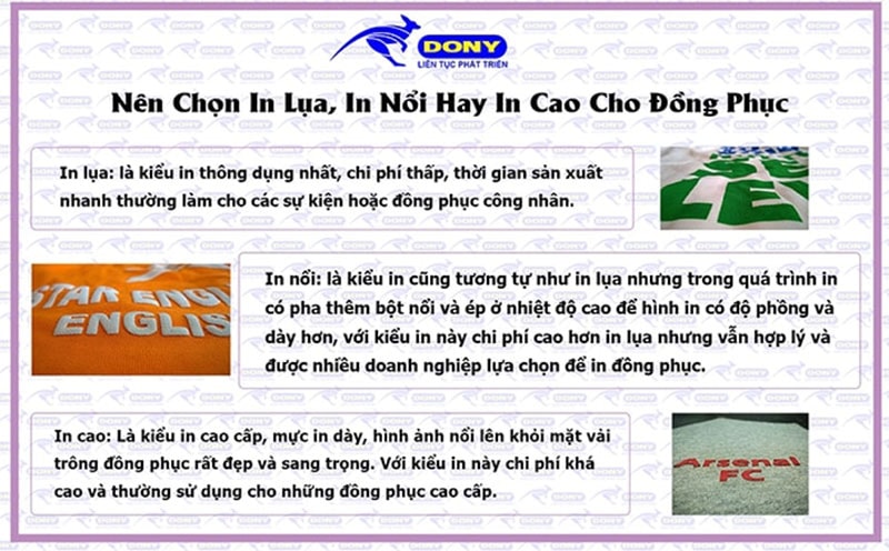 Nên Chọn In Lụa, In Nổi Hay In Cao Cho Đồng Phục Tối Ưu Nhất