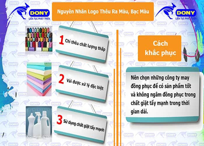 Nguyên nhân logo thêu ra màu, bạc màu & cách khắc phục