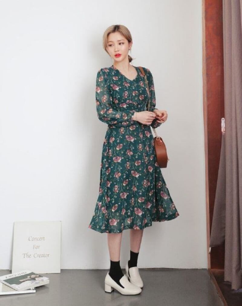 Điệu đà với váy vintage hoa