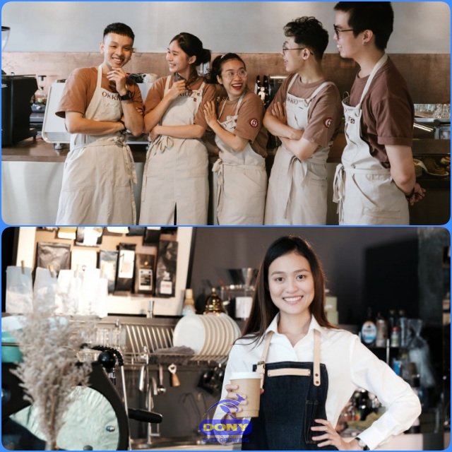 Chuyên thiết kế, may đồng phục nhân viên phục vụ quán cà phê đẹp, rẻ tại An Giang