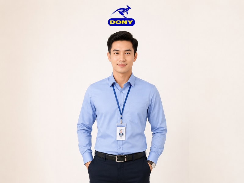 Áo sơ mi đồng phục công sở tay dài xanh dương S18