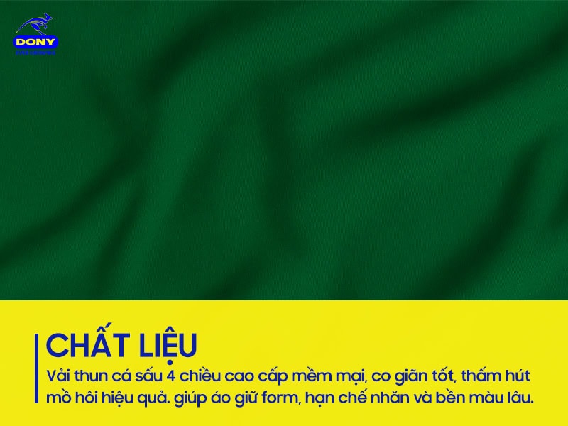 Chất liệu thun cá sấu 4 chiều cao cấp.