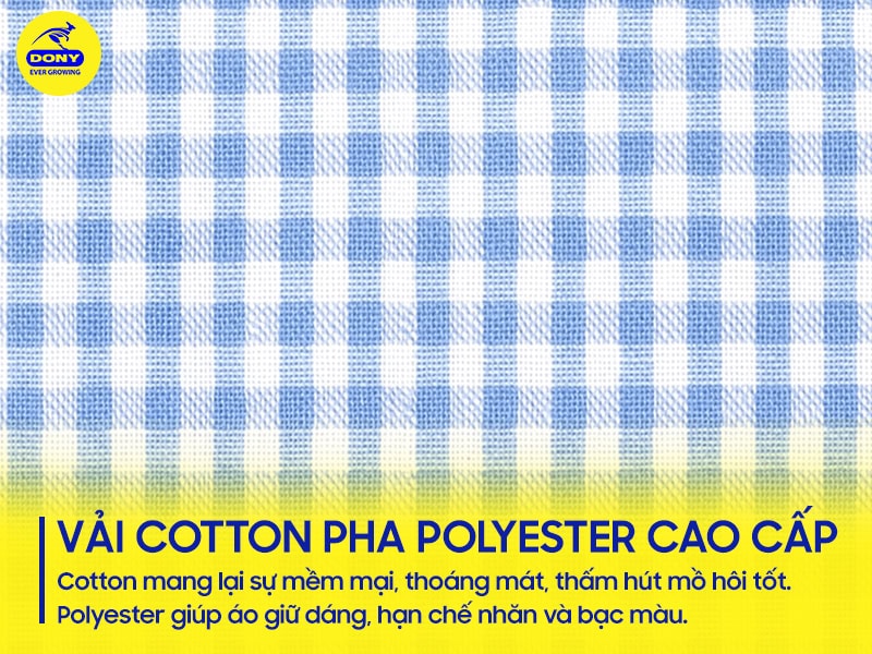 Áo may từ vải cotton pha polyester cao cấp.