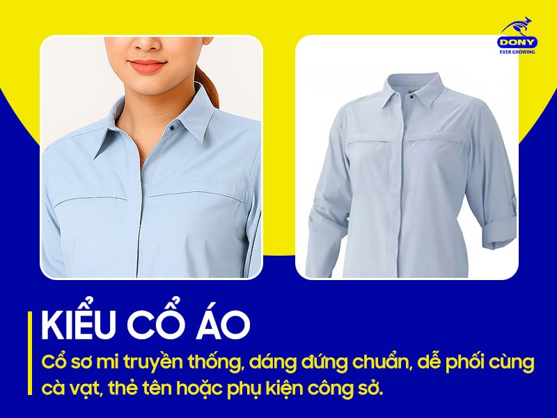 Cổ áo truyền thống, dáng đứng chuẩn.