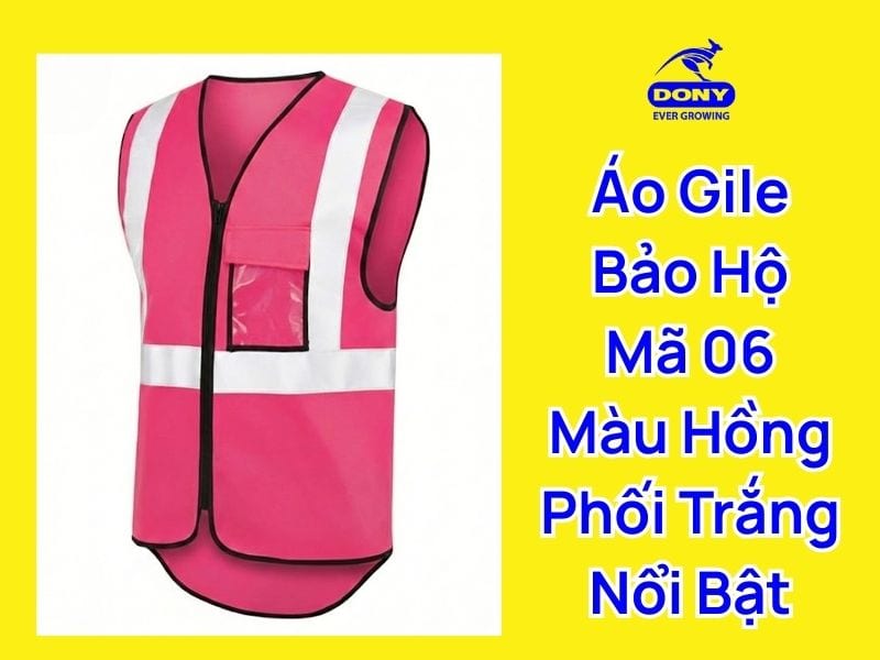 áo gile bảo hộ màu hồng
