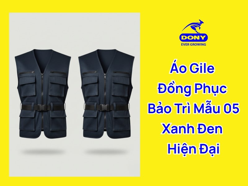 Áo gile đồng phục bảo trì màu xanh đen