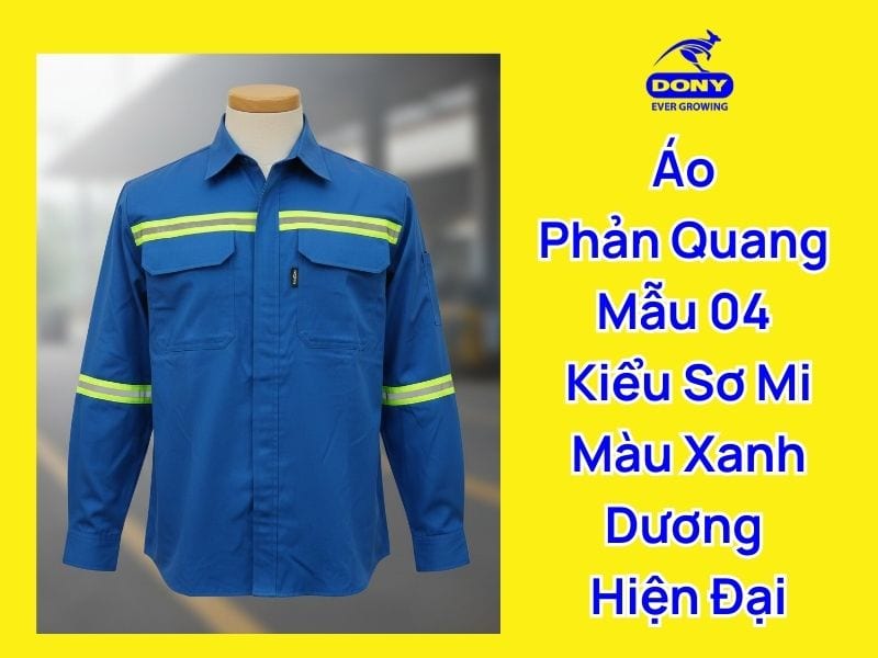 áo phản quang kiểu sơ mi màu xanh dương