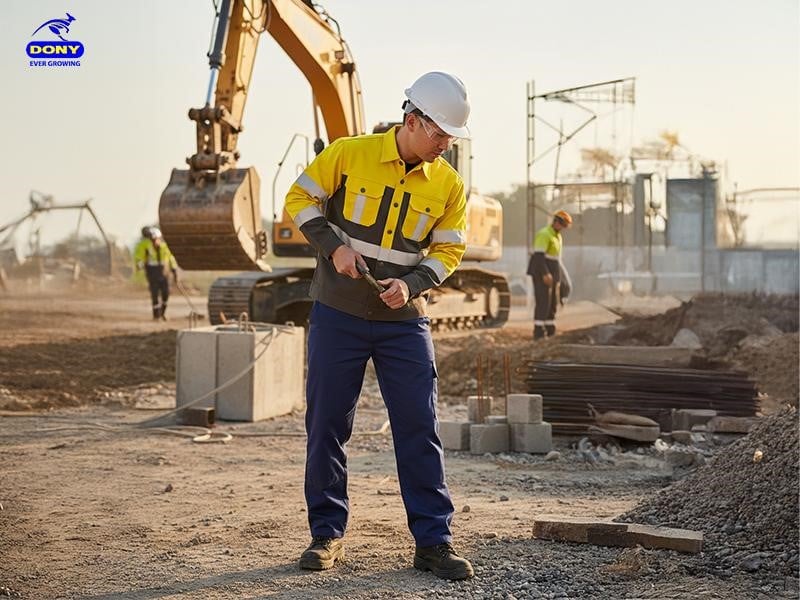 Áo khoác phản quang vàng phối xám