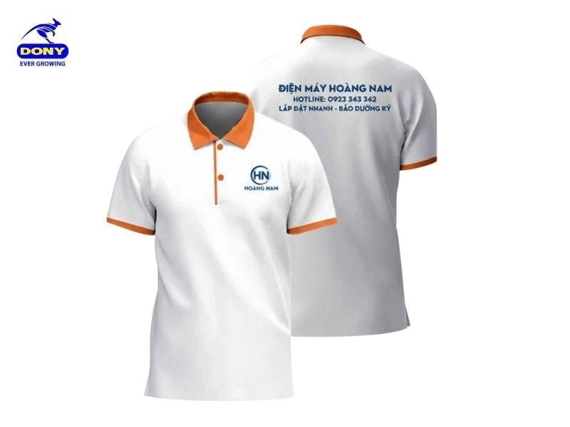 Mẫu đồng phục áo polo trắng phối cam