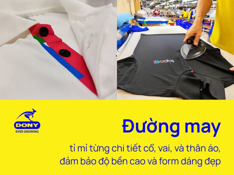 Đường may áo polo TOPZONE tỉ mỉ