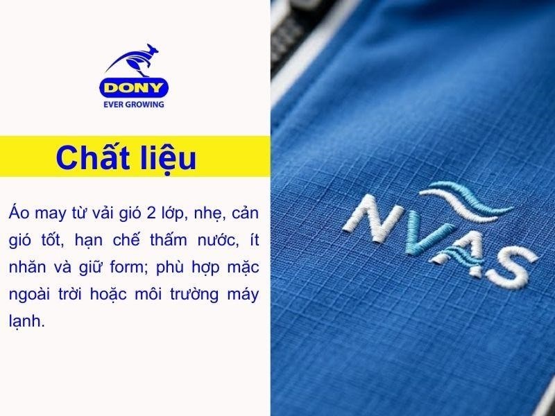 Áo khoác được may từ chất liệu vải gió 2 lớp
