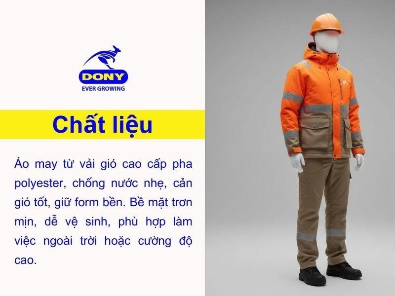 Áo được may từ vải gió cao cấp pha polyester.