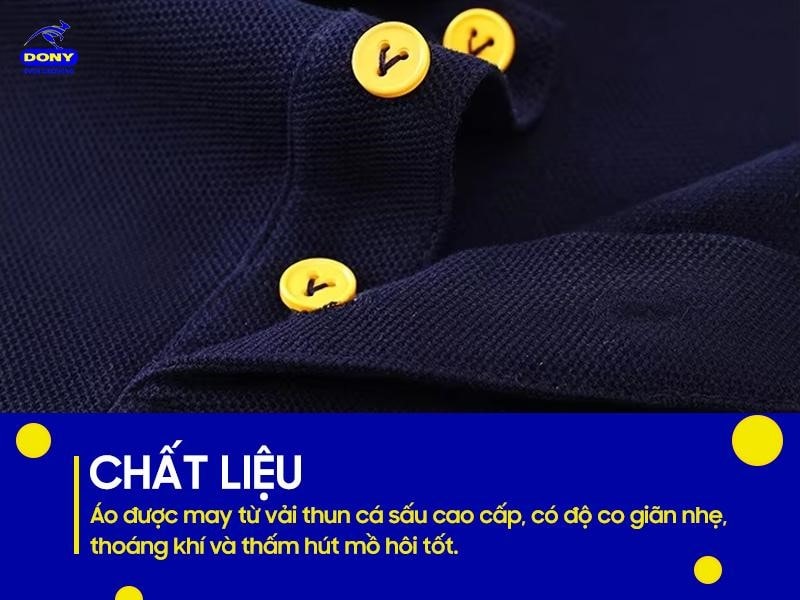 Áo được may từ vải thun cá sấu cao cấp, có độ co giãn nhẹ