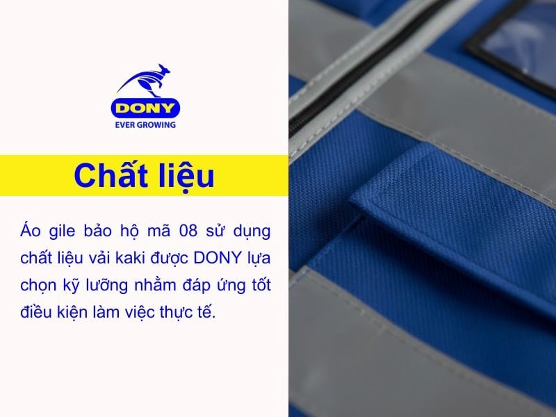 Áo gile bảo hộ mã 08 sử dụng chất liệu vải kaki