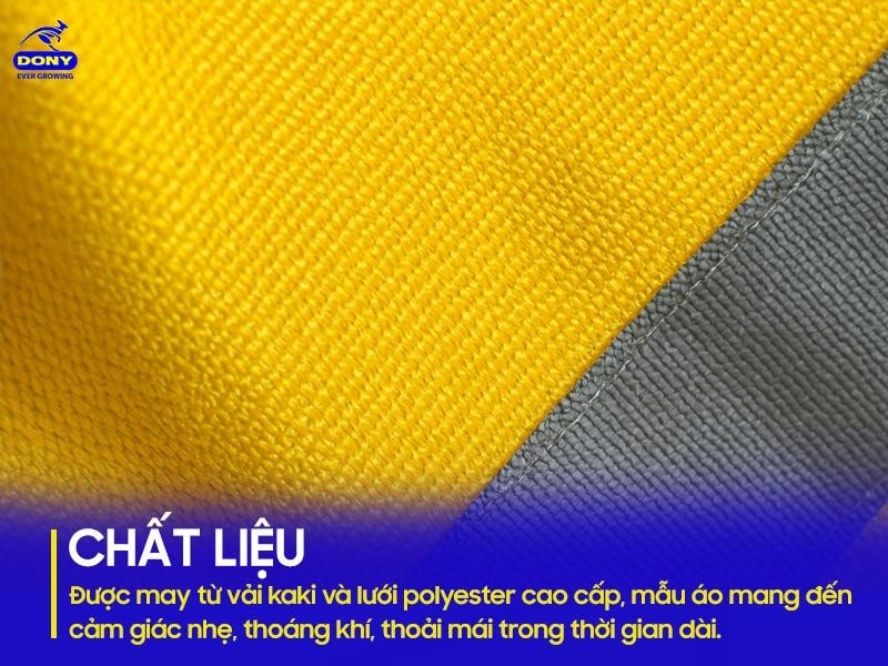 Sử dụng vải kaki và lưới polyester cao cấp.