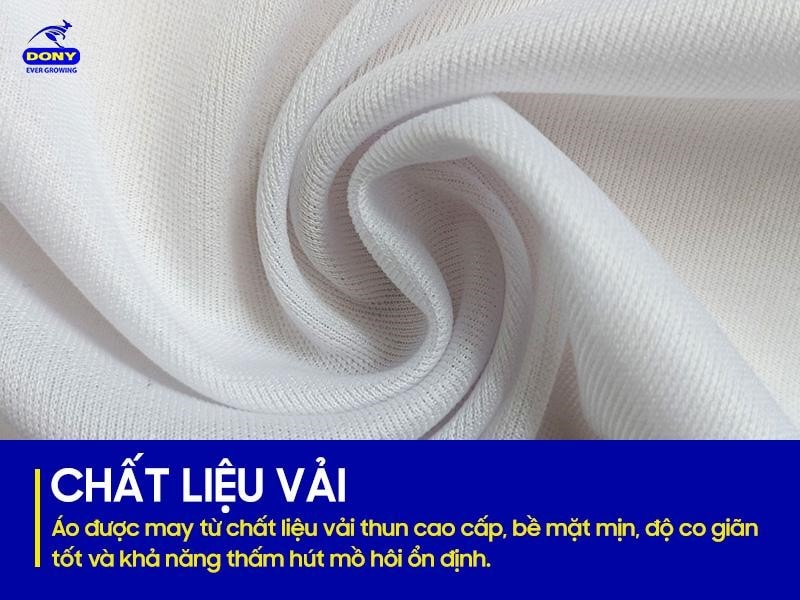 Áo được may từ chất liệu vải thun cao cấp, bề mặt mịn, độ co giãn tốt