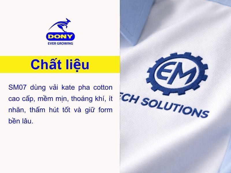 SM07 sử dụng vải kate cao cấp pha cotton, bề mặt mịn, thoáng khí và ít nhăn