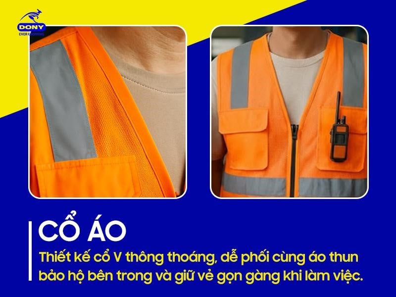 Cổ áo V thông thoáng, dễ phối đồ.