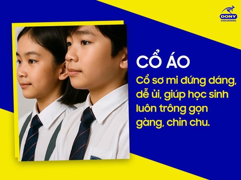 Cổ sơ mi đứng dáng, gọn gàng.