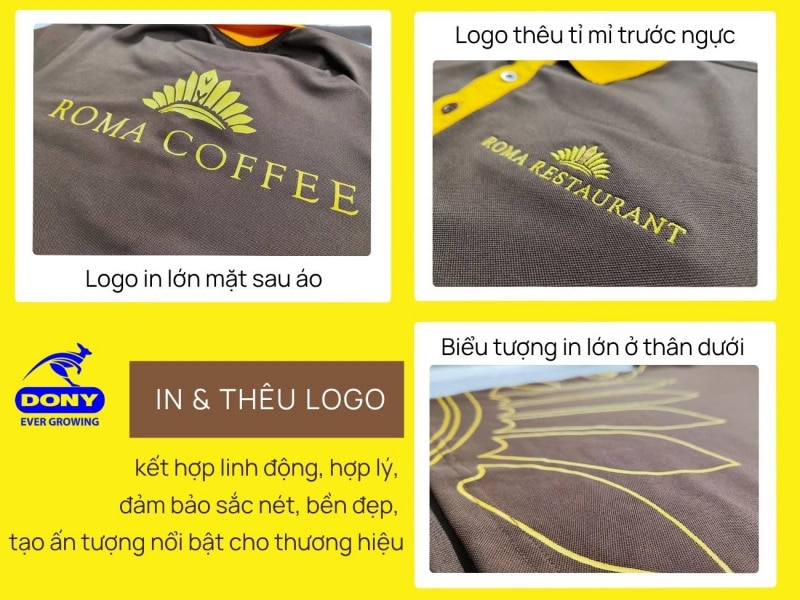 Logo áo thun đồng phục polo Roma Coffee