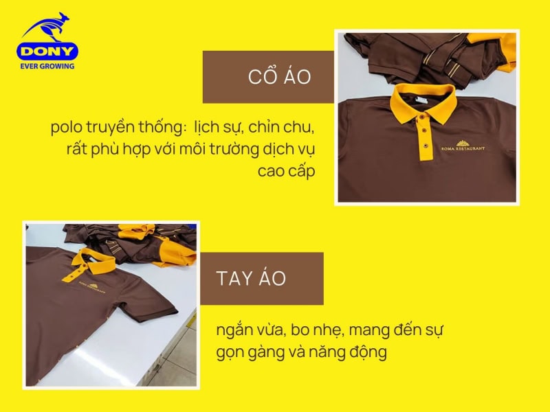 Cổ và tay áo thun đồng phục polo Roma Coffee