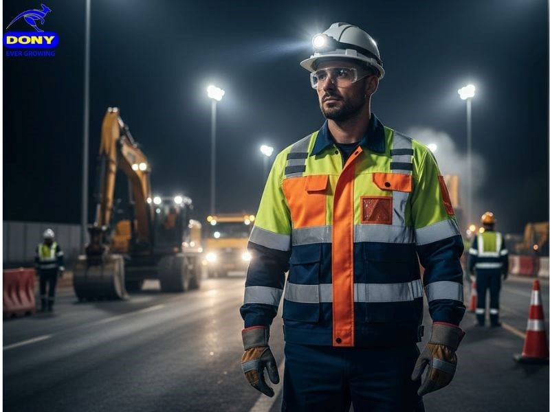 Gile phản quang công nhân phối cam – xanh – vàng