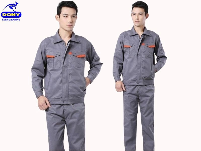 Đồng phục công nhân xây dựng màu bạc, nhấn cam