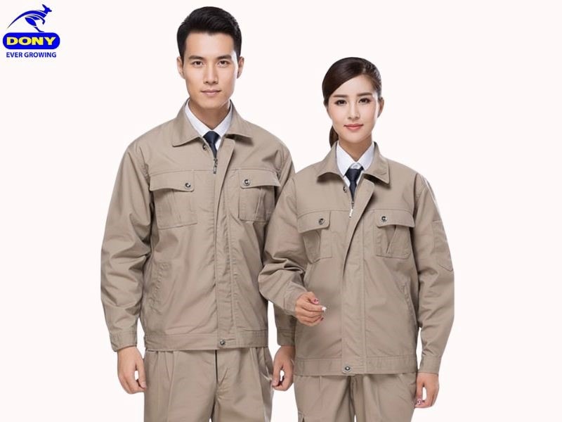 Đồng phục công nhân xây dựng màu nâu nhạt