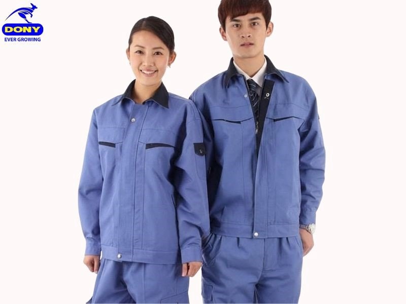 Đồng phục công nhân xây dựng xanh dương phối đen