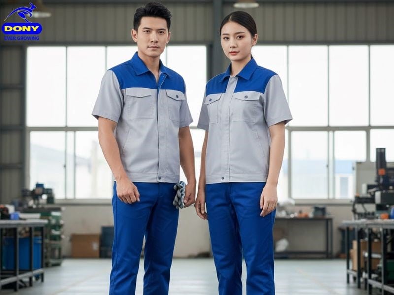 Áo đồng phục công nhân xây dựng tay ngắn