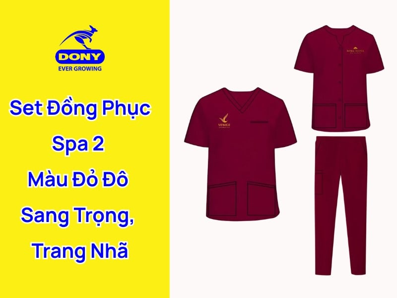 Mẫu đồng phục spa màu đỏ đo sang trọng
