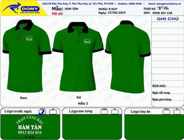 Áo thun polo đồng phục Công Ty Xăng dầu Hàm Tân
