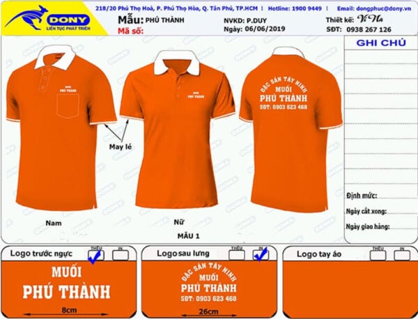 Áo thun polo đồng phục Công Ty Muối Phú Thành