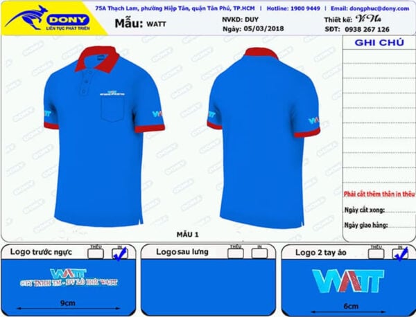 Áo thun polo đồng phục Công Ty Lò Hơi Watt