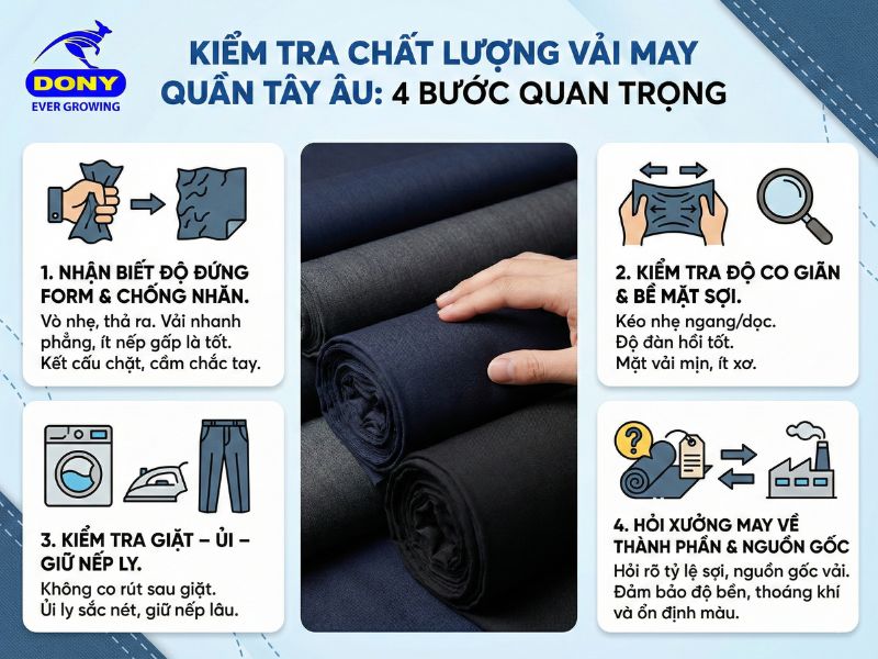 Bí quyết kiểm tra chất lượng vải may đồng phục quần tây công sở