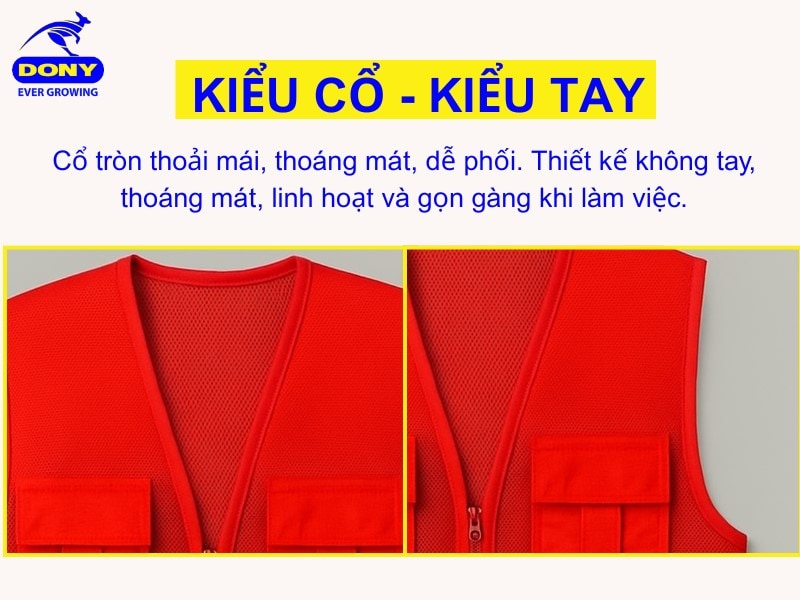 Kiểu cổ tròn và không tay thoải mái, thoáng mát