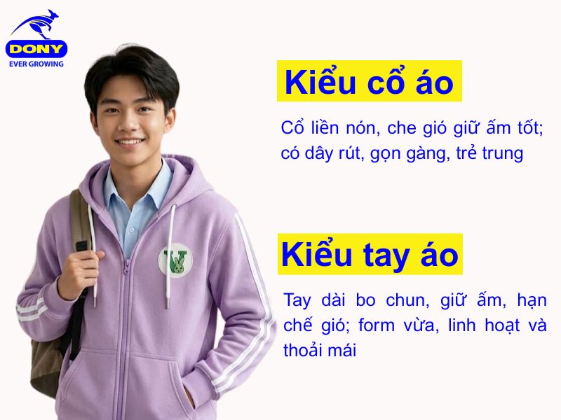 kieu co va tay ao khoac hoc sinh