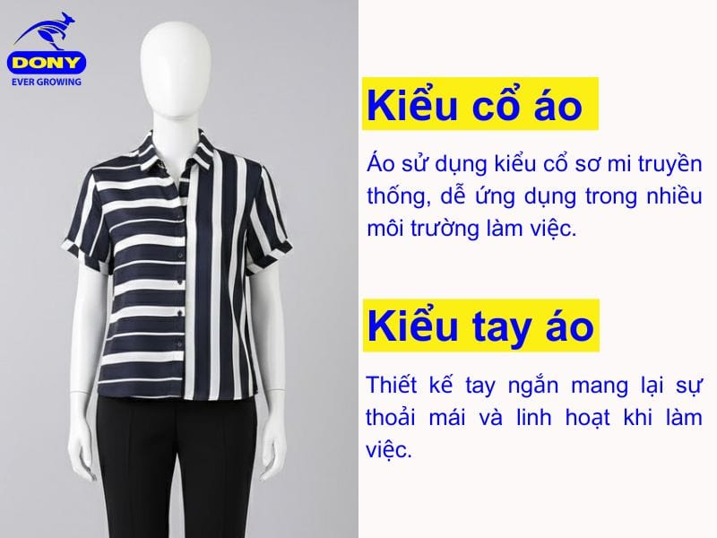 kieu co va tay ao so mi dong phuc tay ngan