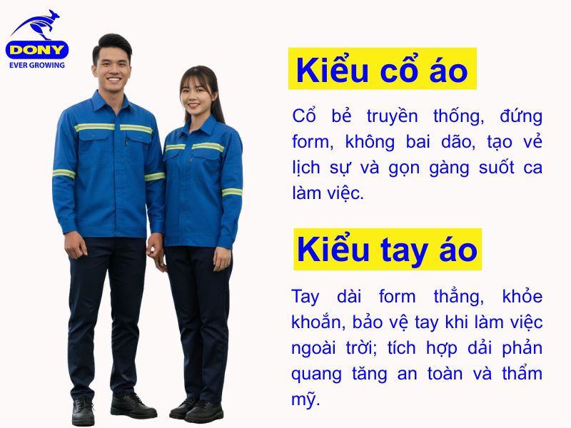 kieu co va tay ao so mi mau xanh duong