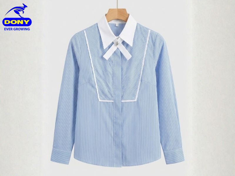 Áo Sơ Mi Đồng Phục Tay Dài Màu Xanh Thanh Lịch