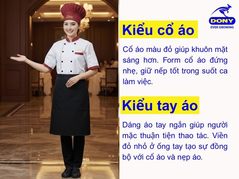 kieu tay ao dong phuc mau do phoi trang