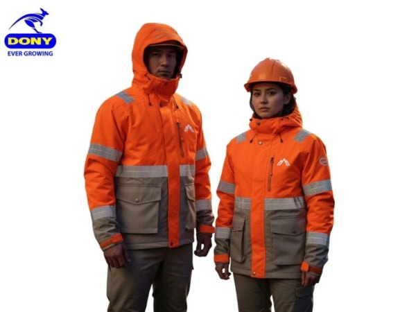 Mẫu áo khoác phản quang số 04 màu cam phối xám