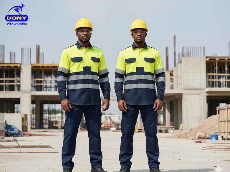 đồng phục công nhân sơ mi tay dài phối màu