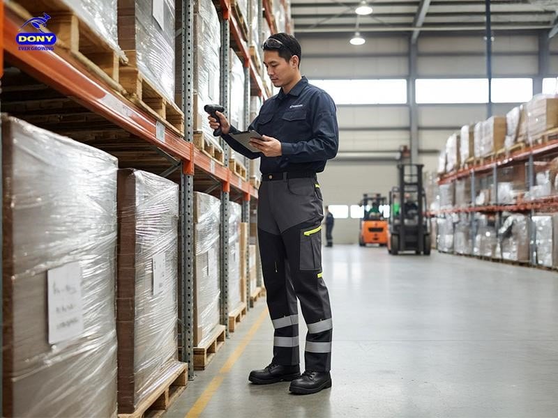 Mẫu quần bảo hộ lao động phản quang xám phối đen