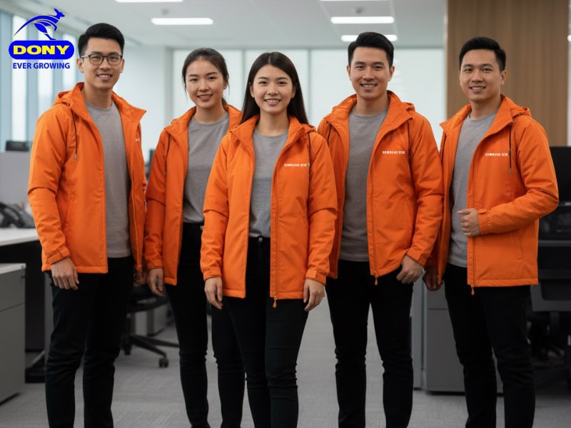 Áo Khoác Gió Công Ty Mẫu 04 Sắc Cam Năng Động, Hiện Đại