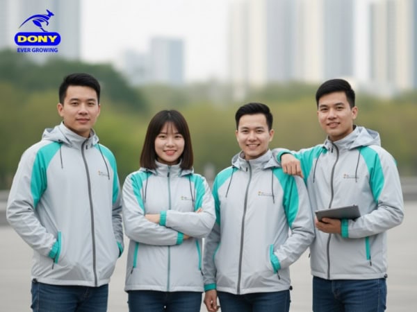 Áo Khoác Gió Công Ty Mẫu 06 Xám Nhạt Phối Xanh Dương