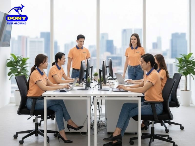 Sự kết hợp giữa Cam đất và Xanh than mang đến một làn gió mới trong bảng màu đồng phục