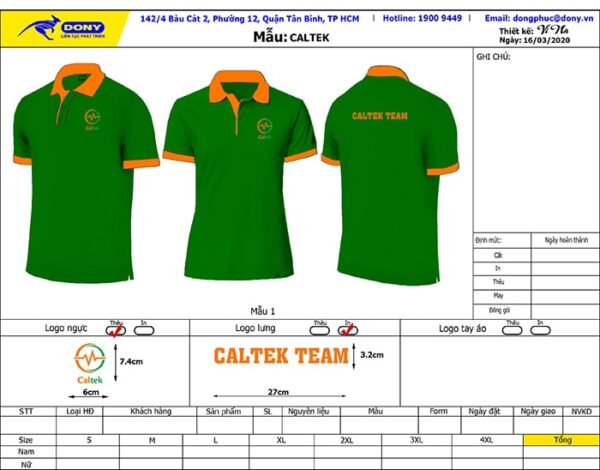 Áo thun polo đồng phục Công Ty CP Điện Tử CALTEK