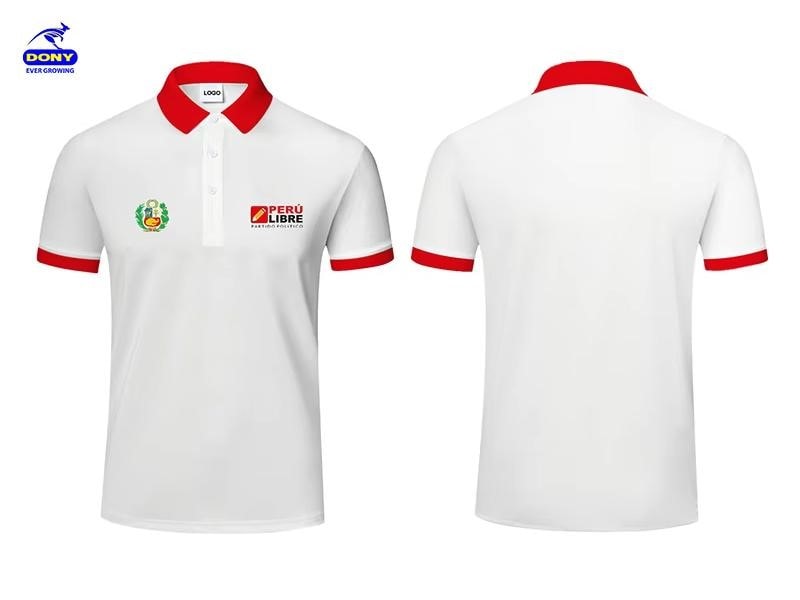 Mẫu đồng phục áo polo trắng phối đỏ