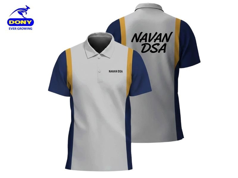Mẫu áo polo đồng phục màu xám phối màu thời trang